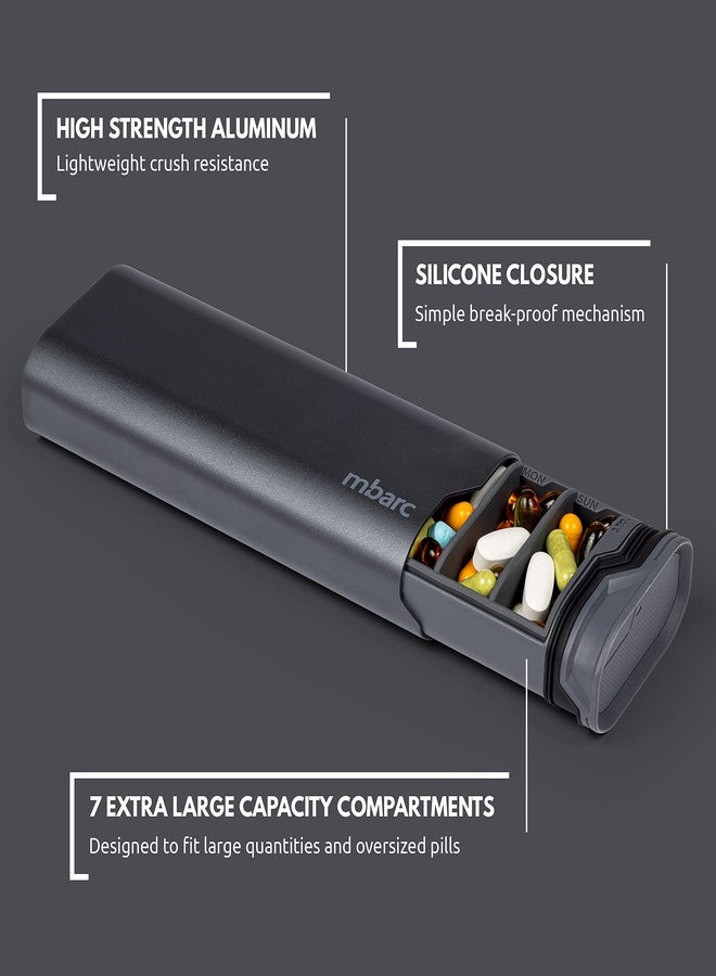 HIGHERHUMAN mbarc XL 7 Day Weekly Pill Organizer - Extra Large Capacity Pill Box - Premium Pillcase (XL, Steel Grey) - Image 4